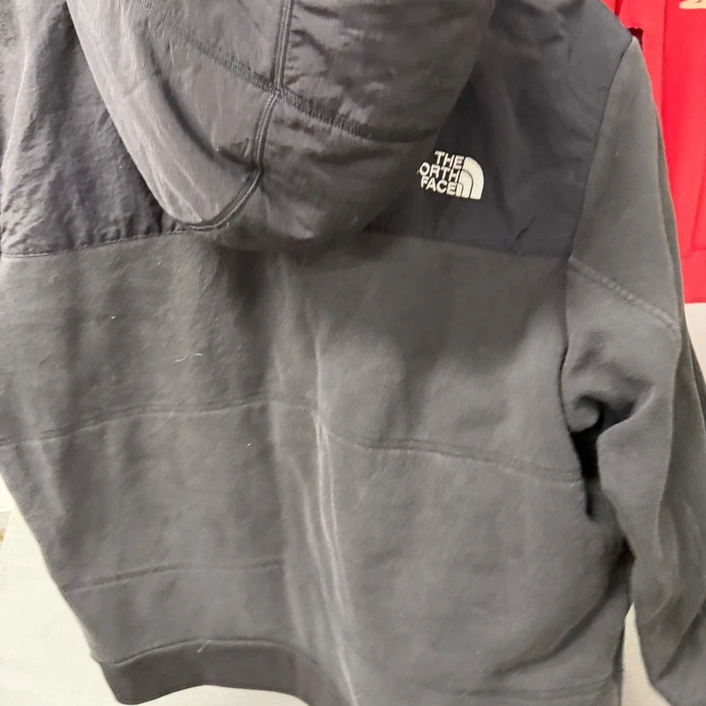 The‎ North Face Mens XL Black Hooded Utility Fleece Jacket Full Zip Mixed Media